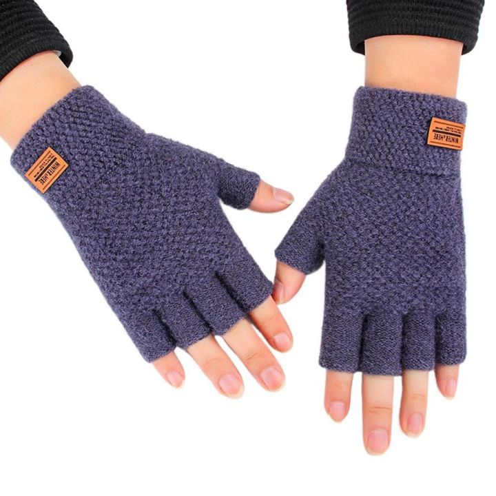 Warm Soft Fashion For Adult For Male Cold Protection Outdoors Plush Knitted  Gloves Half-finger Gloves Fingerless Mittens Warm Hand Accessories