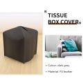 PU Leather Square Tissue Box Holder - Decorative Holder-White.
