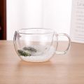 Heat Resistant Dry Flowers Cup High Borosilicate Glass Simple Double Wall Glass Cup With Handle Floral Trends Espresso Milk Mug. 