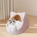 Cat Bed Sleeping Snooze Calming Pet Supplies Kennel Cozy Semi Enclosed Pet Cat Nest Stars Pink Small. 