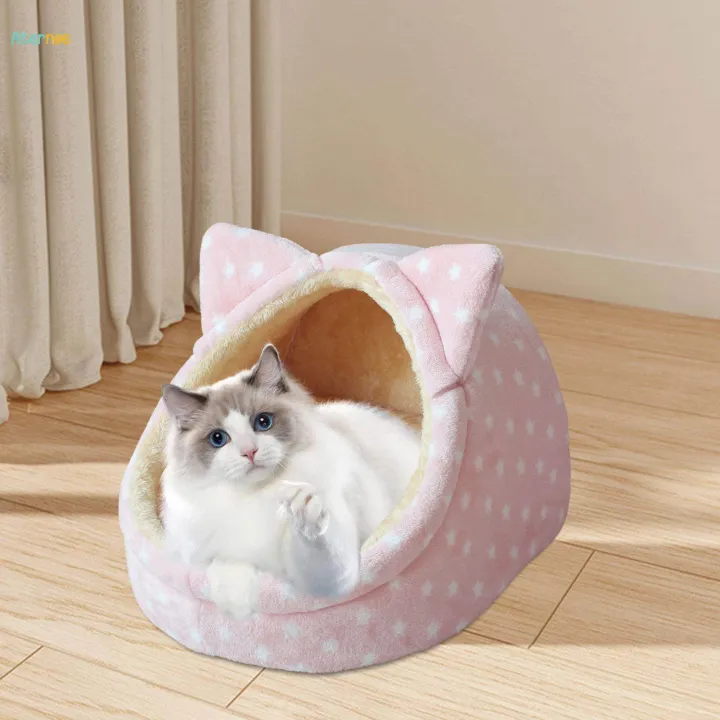 Cat%20Bed%20Sleeping%20Snooze%20Calming%20Pet%20Supplies%20Kennel%20Cozy%20Semi%20Enclosed%20Pet%20Cat%20Nest%20Stars%20Pink%20Small%20-%20Image%204