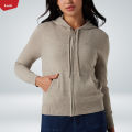 Womens Soft Knit Zip-Up Full Sleeve Sweater Hoodie with Pockets From Levin.