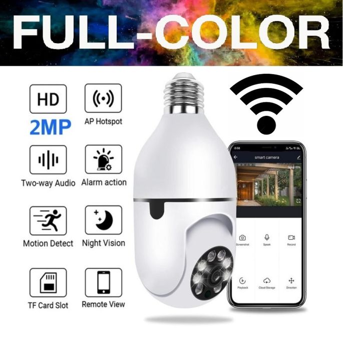 V380 Pro WiFi 1080P IP Camera Full Colour Smart Home Surveillance Camera Light Bulb with Motion Detection Alarm Night Vision Two Way Talk Indoor Outdoor CCTV Camera