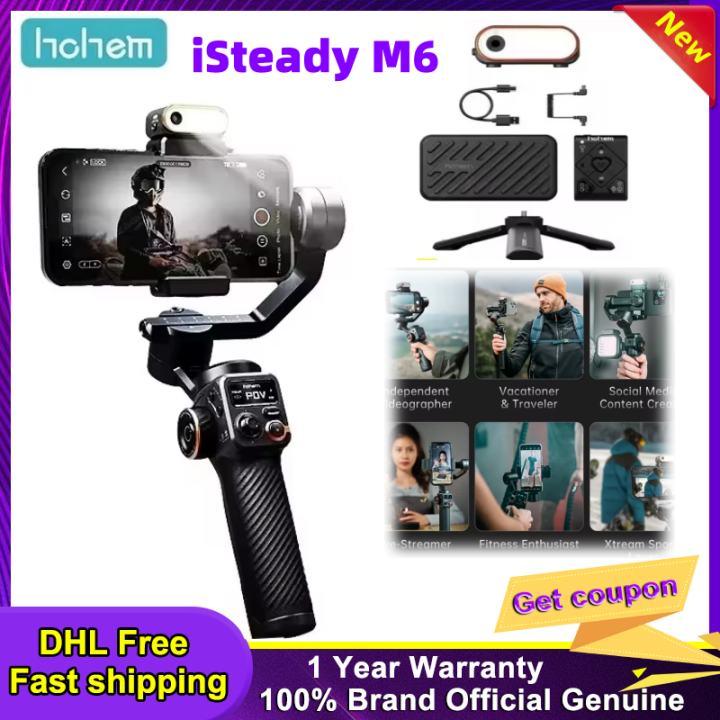 Hohem iSteady M6 iSteady XE 3-Axis Handheld Gimbal Stabilizer Selfie Tripod w Magnetic Fill Light for Smartphone Video Lighting