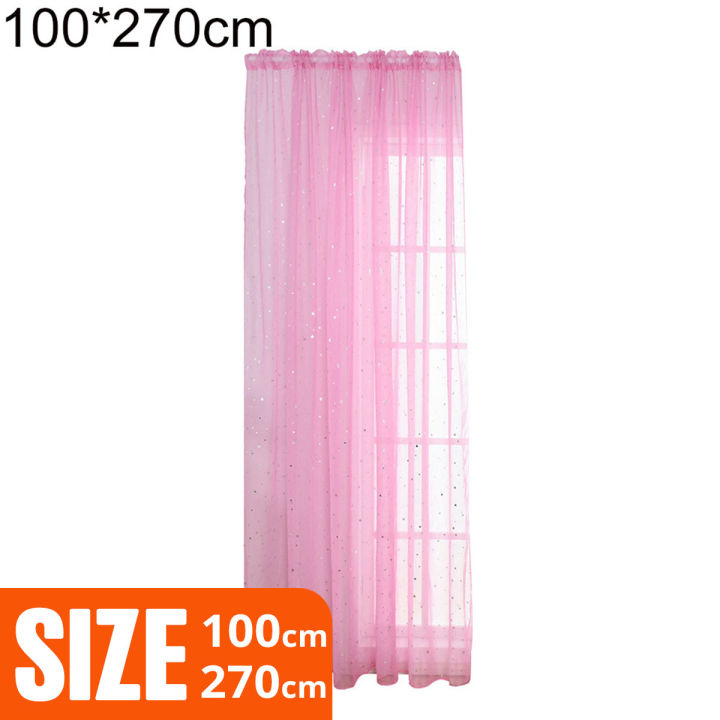 1Pc Shiny Star Transparent Tulle Voile Curtain Window Drape Living Room Decor