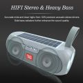 TG182 Solar Boombox Outdoor Speaker 10W USB Portable Wireless Column Loudspeaker Waterproof Support TF Card FM Radio Aux Input. 