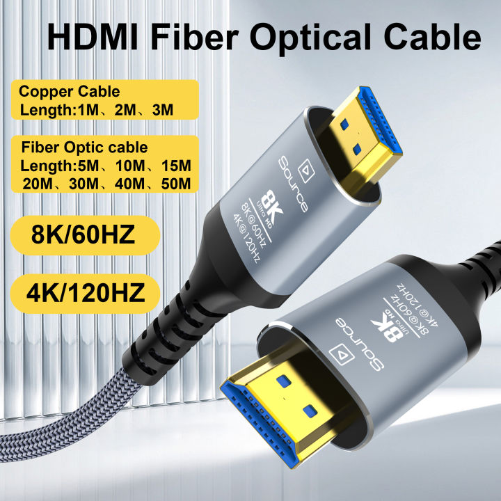 8K HDMI Fiber Optic Cable 8K60Hz 4K120 HDMI 2.1 Cable Dynamic HDR/eARC/HDCP 2.3 Compatible with LG Samsung Sony TV/PS5/Blu-ray