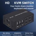 Multifunction 4K USB KVM Switch Box 4 Ports 4K HDMI- USB KVM Switch Box Support PC Printer Wireless Keyboard Mouse Switcher-Style 2. 