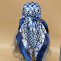【selevn roind】Fashion Square Silk Scarf Women Headband 90*90cm Print Neck Scarfs Office Hair Band Hand Kerchief Female Bandana Headwear. 