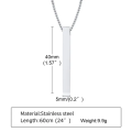 Rectangle Bar Pendant Necklace Chain for Men Pendant Necklace Classic Stainless Steel Cuban Chain Necklace For Men Jewelry Gift.