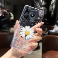 For Realme Note 50 4G Case Glitter Bling Soft Stars Moon Sequins Chrysanthemum Flowers Folding Bracket Transparent Silicone For Realme Note 50 Back Cover.