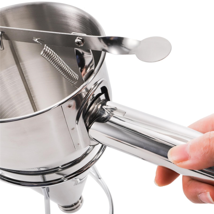 Stainless%20Steel%20Pancake%20for%20Cupcake%20Batter%20Dispenser,%20Squeeze%20Handle%20Funnel%20Cake%20Dispenser%20Maker%20with%20Stand%20-%20Image%205