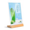 Creative Acrylic Table Top Sign Holder A4/A5/A6 Double Sided Menu Display Stand with Wood Base Picture Card Frame Restaurant.