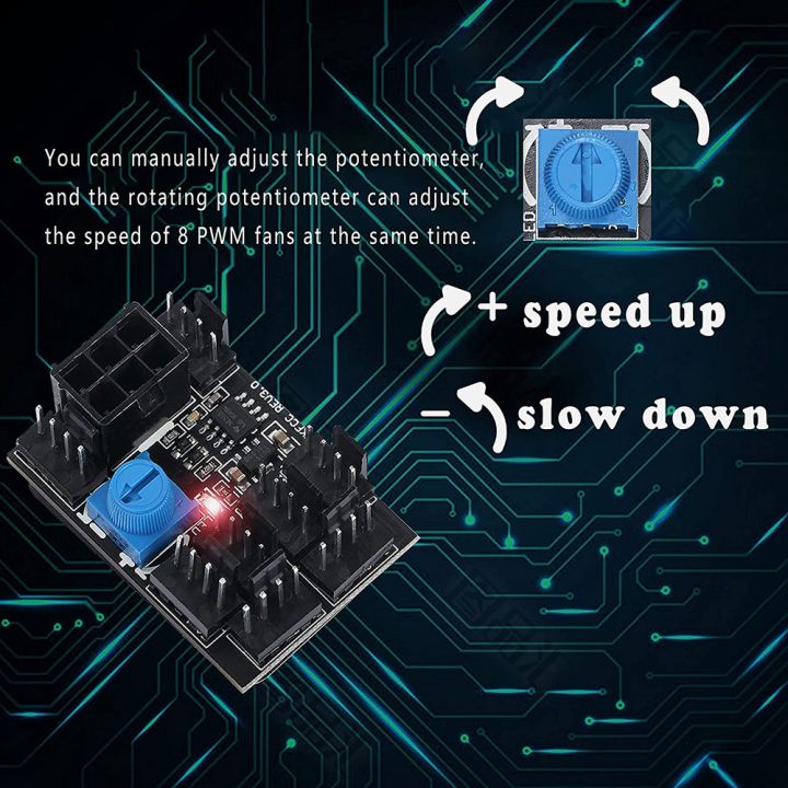 OUMERY%203-Pin%204-Pin%20Fan%20Adapter%20PWM%20PC%20Case%20Cooling%20Fan%20Hub%208-Way%20Splitter%2012V%20Speed%20%E2%80%8B%E2%80%8BController%20with%206-Pin%20Power%20Port%20-%20Image%203
