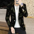 Elegant Jacket Blazer Male Suit 2023 New in Casual Boutiqu Business Letter Printing Slim College Style Suit Blazers Jacket Coat.