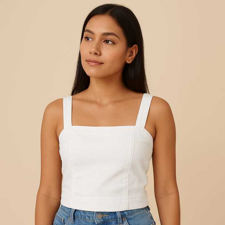White Denim Tank Top | Comfortable | Easy to Wear | Breathable