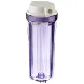 RO Water Filter Systems Clear Housing with White Flat Cap For RO & Filtration Systems, 1/2" Ports. 