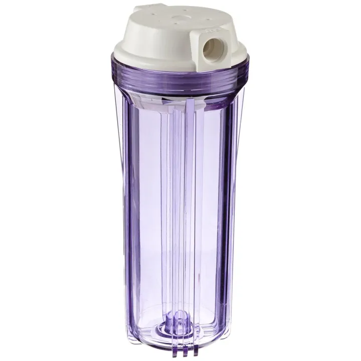 RO Water Filter Systems Clear Housing with White Flat Cap For RO & Filtration Systems, 1/2" Ports