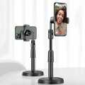 Desktop Mobile Phone Holder Height Adjustable Stand & 360° Rotatable for Live Streaming Shoot YouTube TikTok Video Round Base Smartphone - Mobile Stand. 
