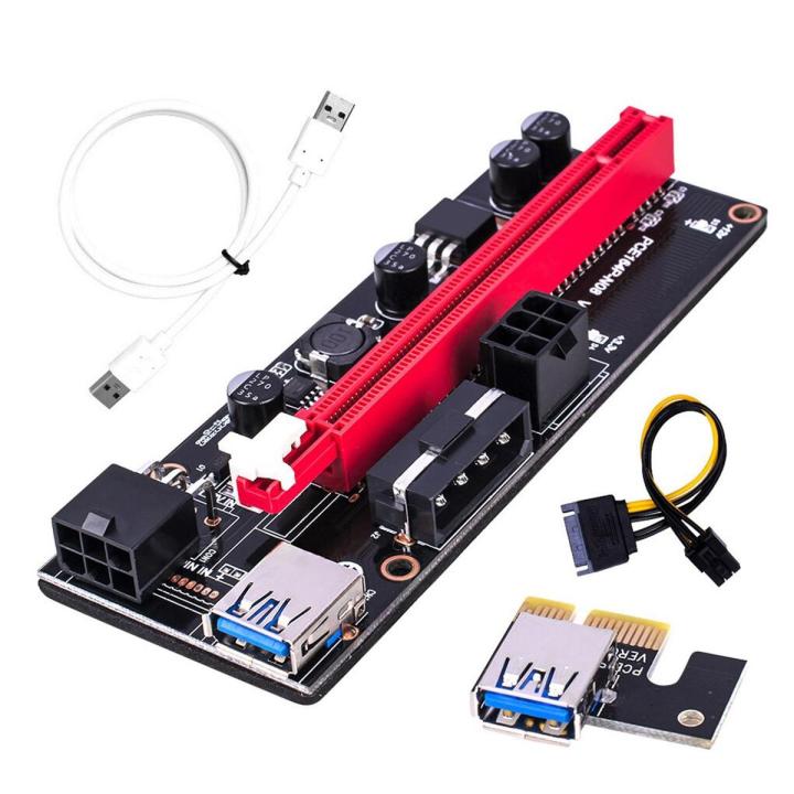 New PCI-E pcie Riser 009 Express 1X 4x 8x 16x Extender PCI E USB Riser 009S Dual 6Pin Adapter Card SATA 15pin for BTC Miner