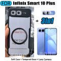 3 in 1 Infinix Smart 10 Plus Acrylic Phone Case For Infinix Smart 10 X6725 Casing With Magnetic Wireless Charging Sticker +Full Coverage Tempered Glass Screen Protector.
