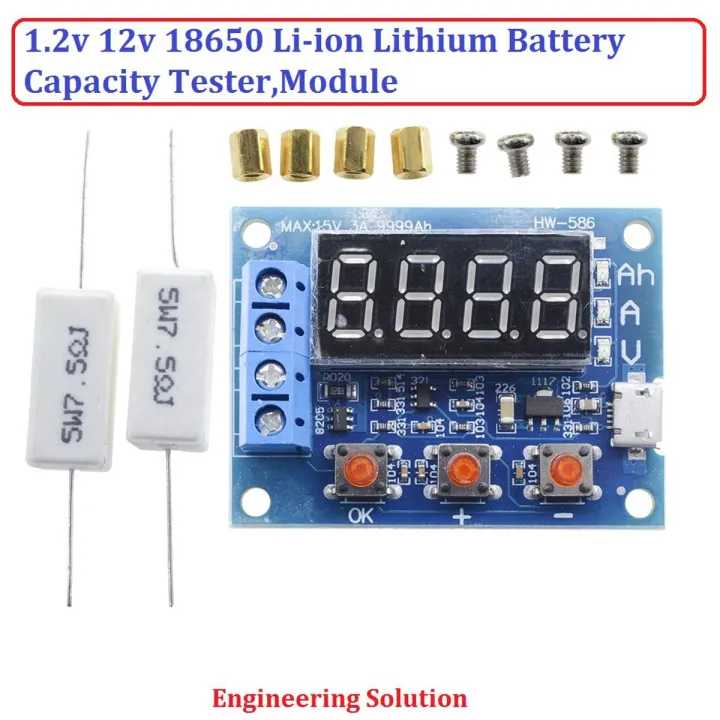 Battery Capacity Tester Module LED Li-ion Lithium 18650 Analyzer Board ...