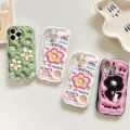 Jizetin for OPPO A60 Back Cover Back Cover Creative Cute Flowers Cream Wavy Edge Soft Silicone Phone Case.