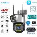Dual-Lens 2MP+2MP Speed Wifi Camera Outdoor Two Way Audio Home Security IP Camera Video Pan Tilt Dome Camera V380 PRO. 