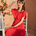 IELGY Women's dress beach long solid color dress casual simple one-shoulder versatile fashion. 