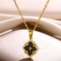 Stainless Steel Luck Clover Pendant Necklaces For Women Gold Color Chain Accessories Round Cross Necklace Jewelry Gift.