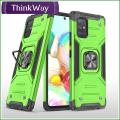 Phone Case Ring Stand Casing Shockproof Protection Cellphone Back Cover Shell For Samsung A02S (166.5mm) & Samsung A02S (164.2mm)/A03S India version 164.2mm.