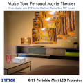Projector Zymak Q11 Mini LED Projector HD Display Clear Standard Brightness Portable Projector For Basic Presentations Movies And Gaming.