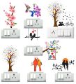 Switch Board Sticker Floral Stickers Wall Stickers Light Switch Sticker Multi Design - Pack of 1 (8 Stickers).