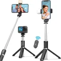 Selfi stick cum Tripod with LED Light - Selfie Stick - Selfie Stick. 