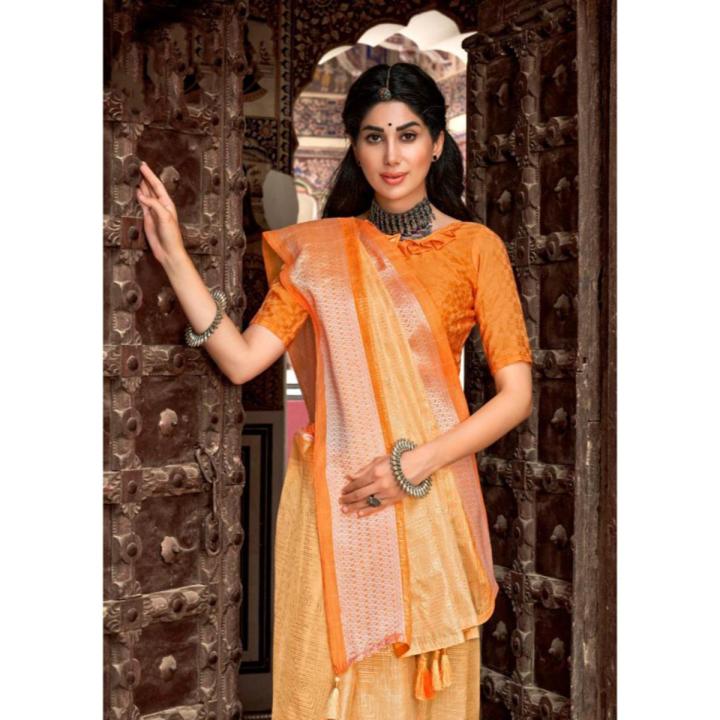 Rukmani tissue saree with embroidered blouse