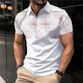New Summer Men's Polo Shirt Lapel Striped Short Sleeve Letter Printed Button T-Shirt Polo Fashion Top Loser Lione.