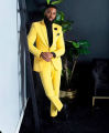 Men's Yellow Suits Slim Fit Single Breasted Wedding Formal Party Wear 2 Pieces Trajes De Boda Para Hombre Completos.