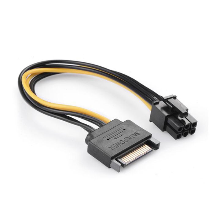 15 Pin SATA Power to 6 Pin PCI Express Riser Card Adapter Cable Power Supply Cable