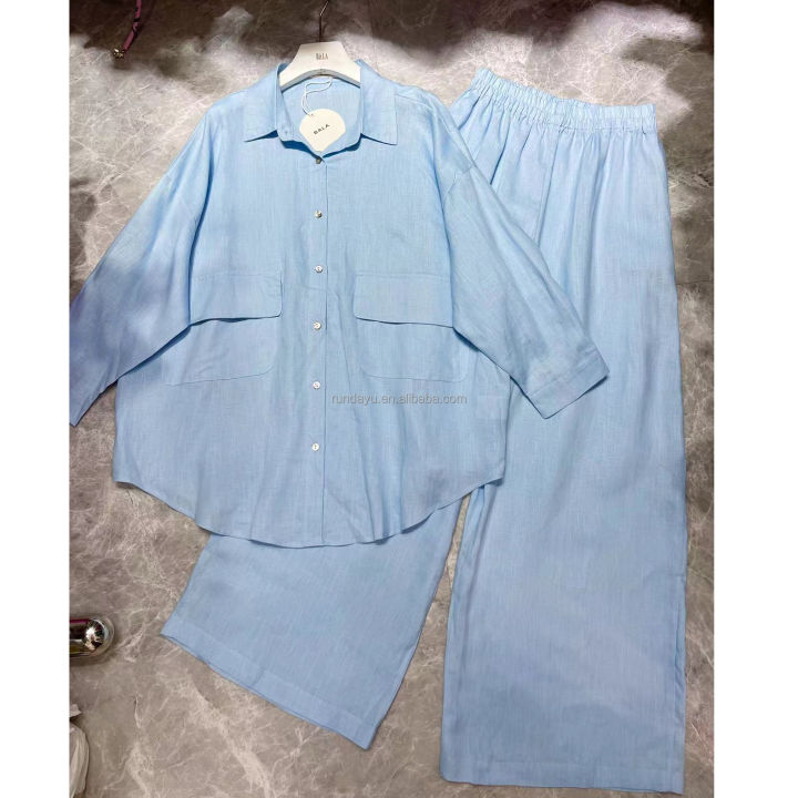 Women's%20%20Wide%20Leg%20Pants%20Two%20Piece%20Loose%20Long%20Sleeve%20Lapel%20Shirts+Pants%20Female%20Suit%20-%20Image%202