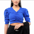 [ Sathi house ]Cotton Half Body short Sleeve Crop Tops Blouse for Women. 