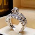 HOYON 18K White Gold Color Diamond Style Ring Set For Women Fine Luxury 925 Sterling Silver Color Moissanite Wedding Jewelry.