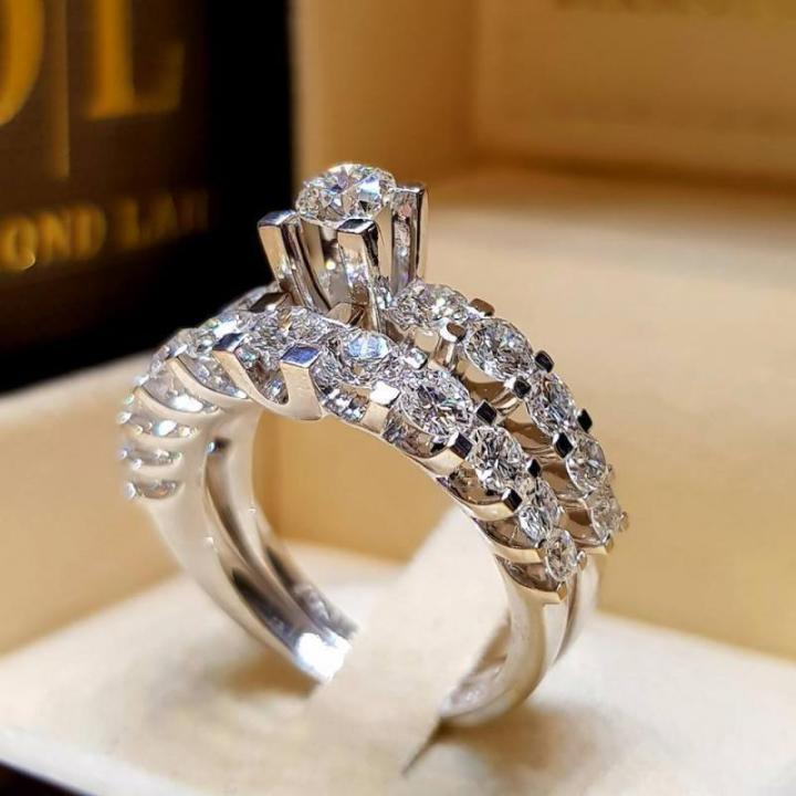 HOYON%2018K%20White%20Gold%20Color%20Diamond%20Style%20Ring%20Set%20For%20Women%20Fine%20Luxury%20925%20Sterling%20Silver%20Color%20Moissanite%20Wedding%20Jewelry%20-%20Image%206