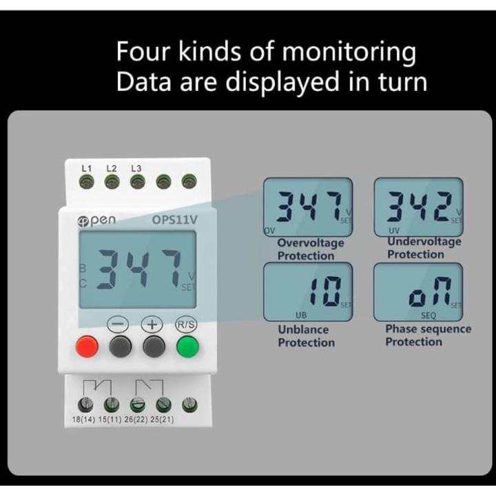 Phase Monitor JVR800-2 3-Phase Voltage Monitor Relay - Protects Against ...