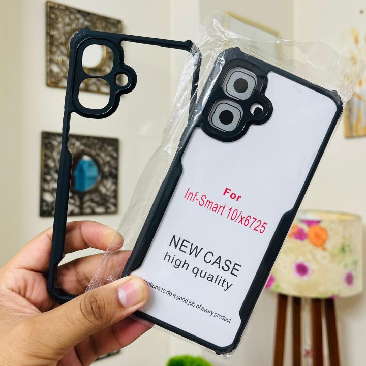TheGiftKart Shockproof Crystal Clear Back Cover Case for Infinix Smart 10 | 360 Degree Protection | Protective Design | Transparent Back Cover Case for Infinix Smart 10 (PC & TPU, Black Bumper) Infinix Smart 10/X6725