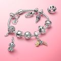 Volayer 925 Sterling Silver Bracelets Butterfly Clasp T-bar Heart Moments Beads Pavé Snake Chain Bracelets Friendship Bangles.
