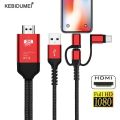 HDMI Cable Adapter USB C/for ios /Micro USB To HDMI-compatible HD TV Projector Audio Video Adapter Converter For iPhone Samsung. 