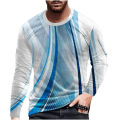 3D Print T Shirt For Men Striped Pattern Sweatshirt Casual Long Sleeve Male Oversized Breathable Clothes Leisure Comfortable Top. 