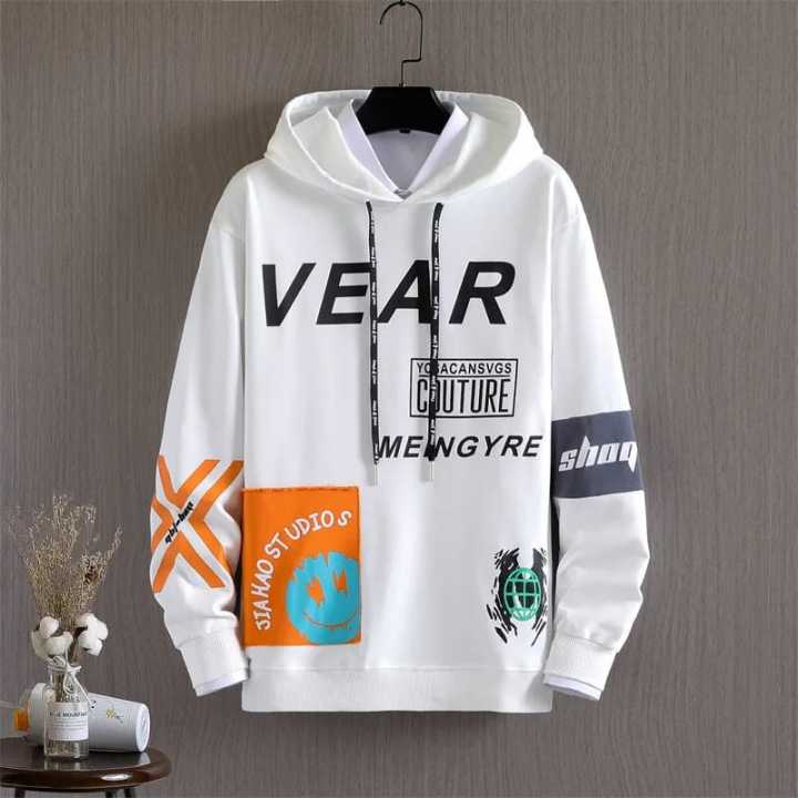 Men's Spring and Autumn Hooded Long Sleeve T-Shirt Loose Sweater Hoodie 
