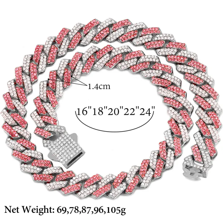 Men%20Women%20Pink%20Rhombus%20Cuban%20Chain%20Iced%20Out%202%20Row%20Rhinestone%20Cuban%20Link%20Chain%2014MM%20Prong%20Necklace%20Hiphop%20Jewelry%20-%20Image%205