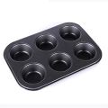 6 Round Non Stick Muffin and Mini Cupcake Mold - Black. 